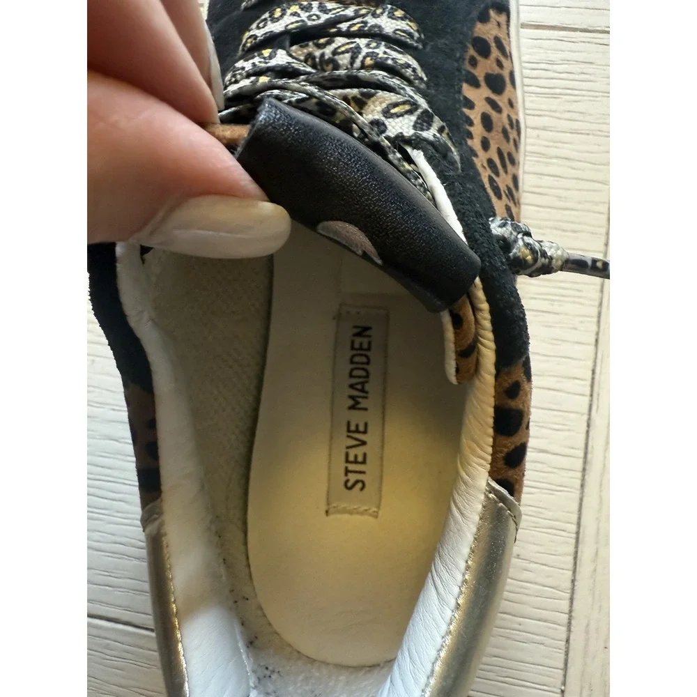 Steve Madden Women's Philosophy PHIL02S1‎ Brown Animal Print Sneakers Size 7 M